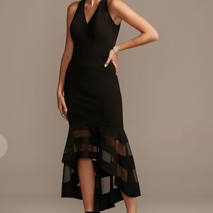 V-Neck High-Low Mermaid Dress with Illusion Hem